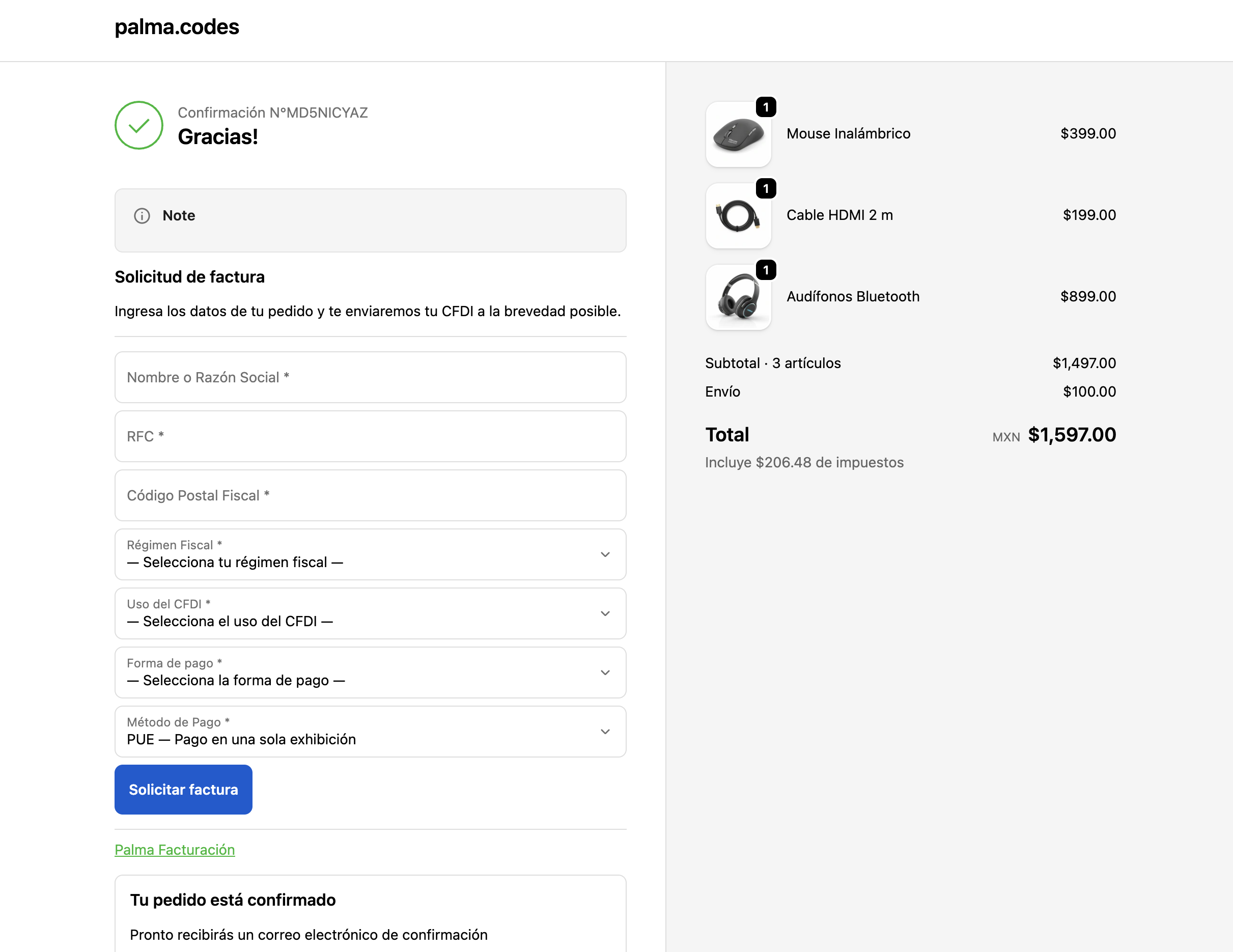Extension de facturación en la tienda Shopify