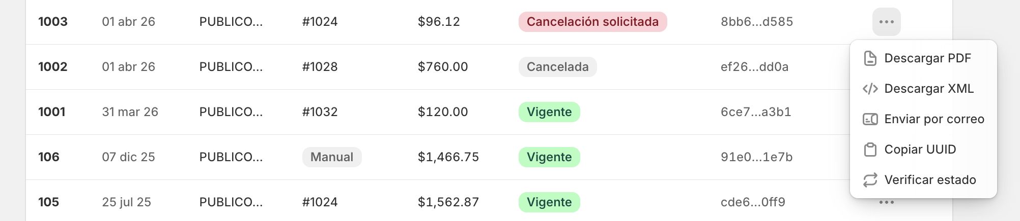 Factura cancelada